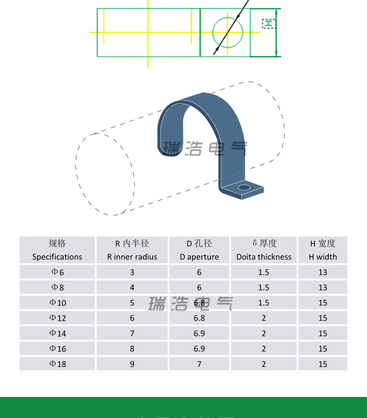 不銹鋼304K01單邊單孔管夾